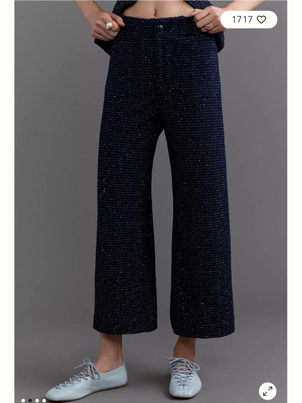Anthropologie Colette Tweed Cropped Wide-Leg Pants by Maeve Size 23 - Picture 2 of 11